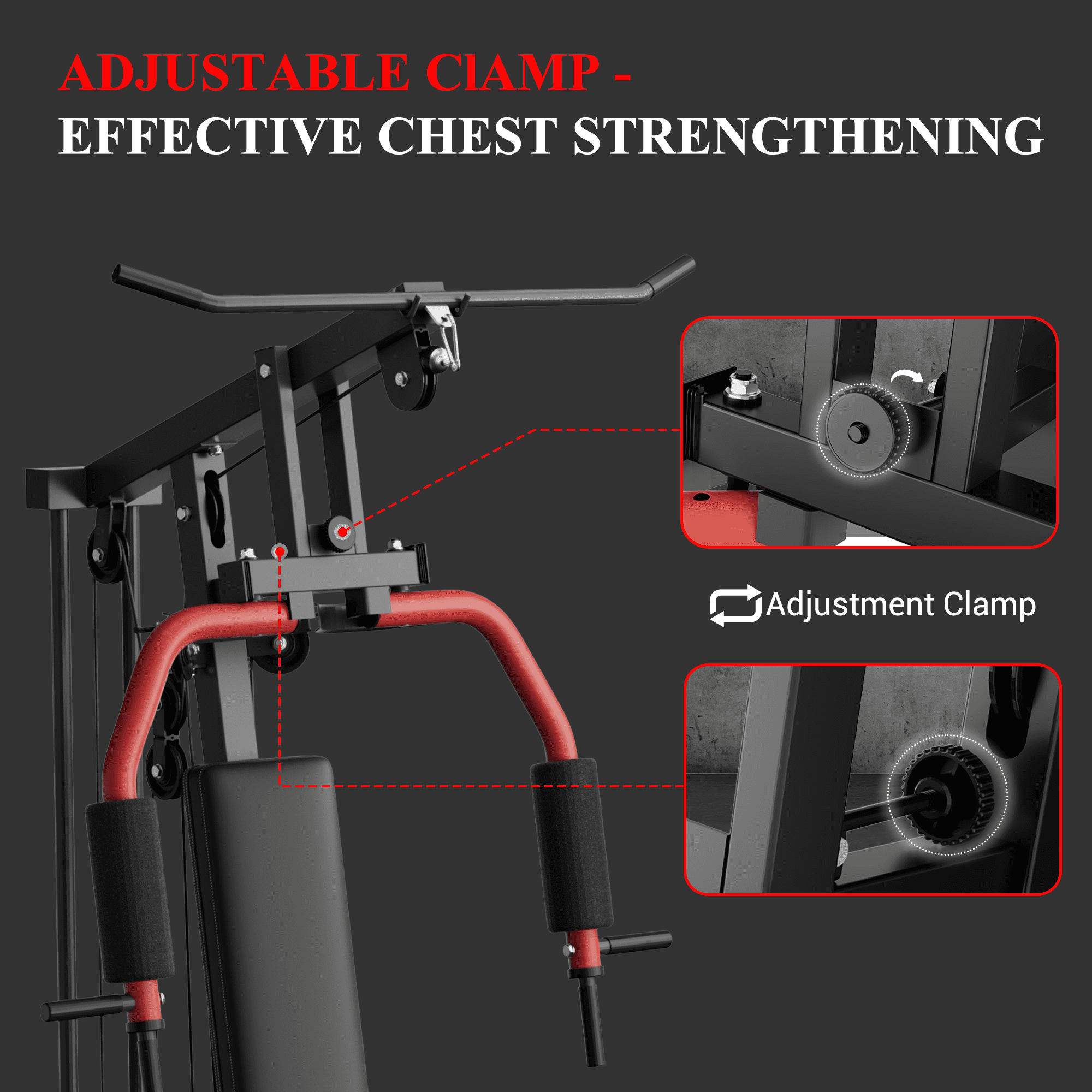 Multifunctional Home Gym Equipment, with Pulley System, Leg Press Support for Strength Training, Workout Station Suit for 1"&2" Holes of Weight Plates (Not Includ), Max 300LBS