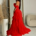 thumbnail image 6 of Oplxuo Women's Sexy Strapless Tulle Maxi Dress with Slit, Mesh See Through Corset Tube Sheer Cocktail Party Dresses, 6 of 6