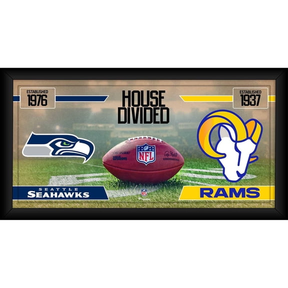 Seattle Seahawks vs. Los Angeles Rams Framed 10" x 20" House Divided Football Collage