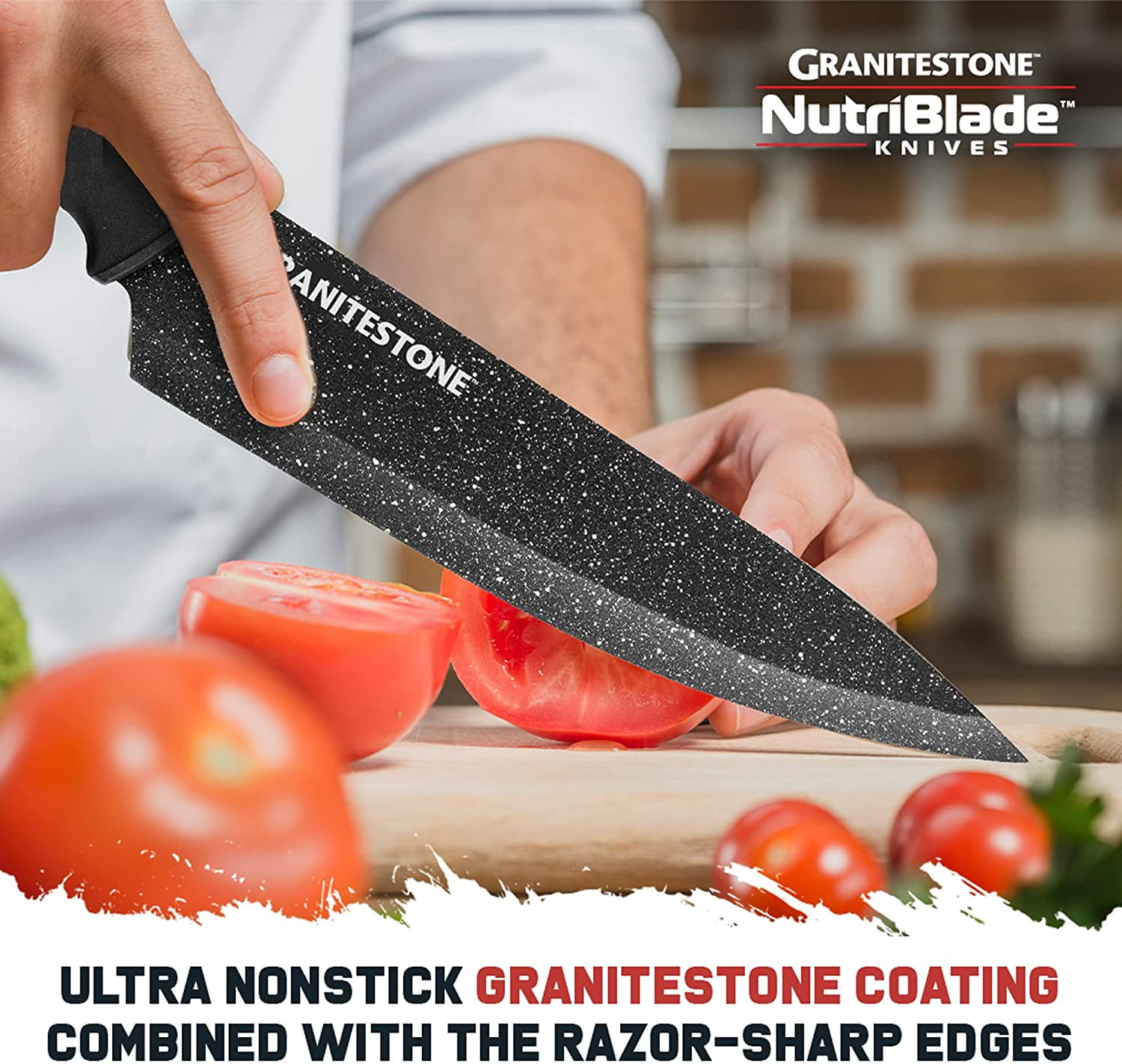 Granite Stone Diamond Nutri Blade 12-Piece Stainless Steel High-Grade Knife  Set in Black 8071 - The Home Depot