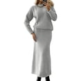 thumbnail image 2 of Women'S Casual 2 Pieces Set Crewneck Sweater and Fishtail Skirt Knit Outfits for Fall Winter Fashion Light Gray M, 2 of 5
