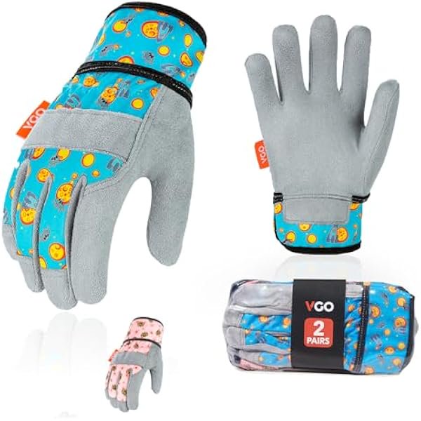 wonima02 2Pairs 3-4 Years Kids Gardening Gloves,Children Yard Work Gloves,Soft Safety Outdoor Playing Gloves(Size KID:XS,2 Color,KID-MF3561)