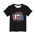 thumbnail image 5 of Black T-Shirt for Boys Girls with USA Print,Unisex Kids Crew Neck Casual Tee, Soft Breathable for 14-15T, 5 of 5