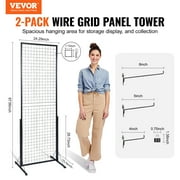 BENTISM 2 x 5.6 Grid Wall Panels Tower, 2 Packs Wire Gridwall Display Racks with T-Base Floorstanding, Double Side Gridwall Panels for Art Craft Shows, Retail Display with Extra Clips and Hooks