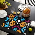 thumbnail image 4 of Halloween Colorful Spooky Elements Summer Placemats Table Placemats Set Of 4-Linen Kitchen Washable Placemats Table Mats 11.8"x17.7" Non-Slip Heat Resistant, 4 of 6