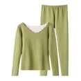 thumbnail image 2 of BRGZLK Women Thermal Underwear Breathable Brushed Long Sleeve Slim Fit Underwear Autumn Clothes Pants Thickened Warm Cozy Clothes Green XL, 2 of 5