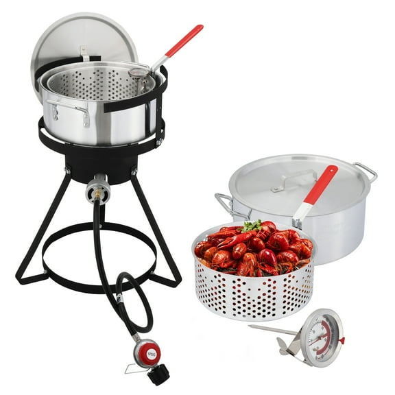 OverPatio Ourdoor Cooking Propane Deep Fryer, 10qt. Deep Fryer Pot and  Baskets, Ideal for Frying Fish, Chicken Wings, French Fries