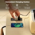 thumbnail image 3 of Black Kitchen Island with Storage & Charging Station - Rolling Cart with Drop Leaf, Spice & Towel Rack - Compact Kitchen Furniture for Dining & Prep, 3 of 7