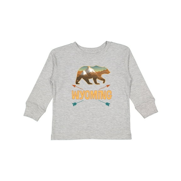 Inktastic Wyoming Vacation Bear Silhouette Boys or Girls Long Sleeve Toddler T-Shirt