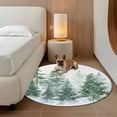thumbnail image 3 of Forest Green Round Area Rug 7 FT, Non Slip Living Room Area Carpet, Spring Summer Watercolor Pine Tree Washable Soft Circular Rug Non-Shedding Floor Carpet for Bedside Office Play Room Classroom, 3 of 9