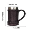 thumbnail image 2 of Fiudx Ofertas y liquidaciones Vaso de cerveza de barril de madera tejida vintage, taza de acero inoxidable de gran capacidad de resina tridimensional, taza de agua, taza de café con asa, 2 of 2