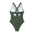 thumbnail image 5 of GUACER Womens Ruched One-Piece Swimsuit with Plunge Halter Neck & Bow-Tie Back Tummy Control Bathing Suits, 5 of 8
