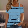 thumbnail image 2 of Xihbxyly Tops ! Tops for Women 2025, Women's Cold Shoulder Tops Short Sleeve Button-Up Top Blouse Casual Tunic Blouse T-Shirts, 2 of 5
