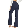 thumbnail image 4 of ValueVibe Womens Flare Yoga Pants with Pockets V Crossover Workout Pants Bootcut Tummy Control Leggings, Navy 2XL, 4 of 7