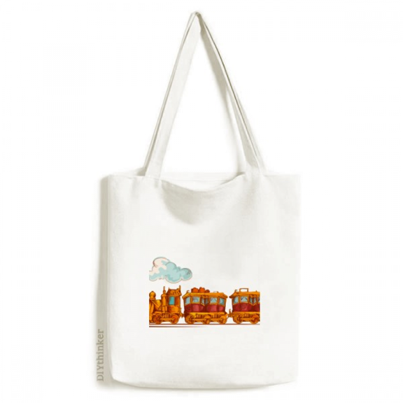 Cartoon Train Britain Country Culture Tote Canvas Bag Shopping Satchel Casual Handbag