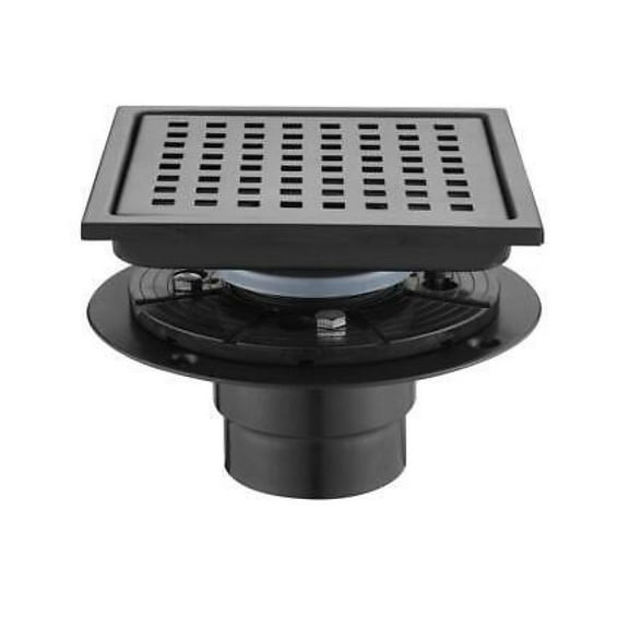 Yunwen High Quality 6 Inch Square Shower Floor Drain, 304 Stainless Steel, Matte Black