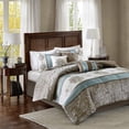 thumbnail image 2 of Madison Park Queen Size Jacquard 7 Piece Comforter Set Blue,Bed in a Bag,All Season Bed Set,Cozy and Lightweight, 2 of 11