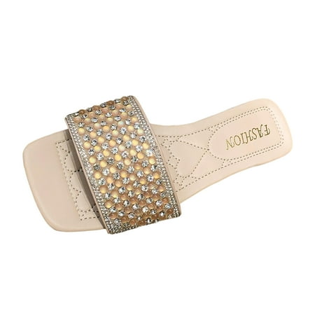 

Vividue Cloud Slippers Pillow Home Slippers Shower Shoes Indoor Slides Bathroom Sandals Thick Sole Non Slip Ladies Leather Rhinestone Decorated Square Toe Open Toe Flat Slippers