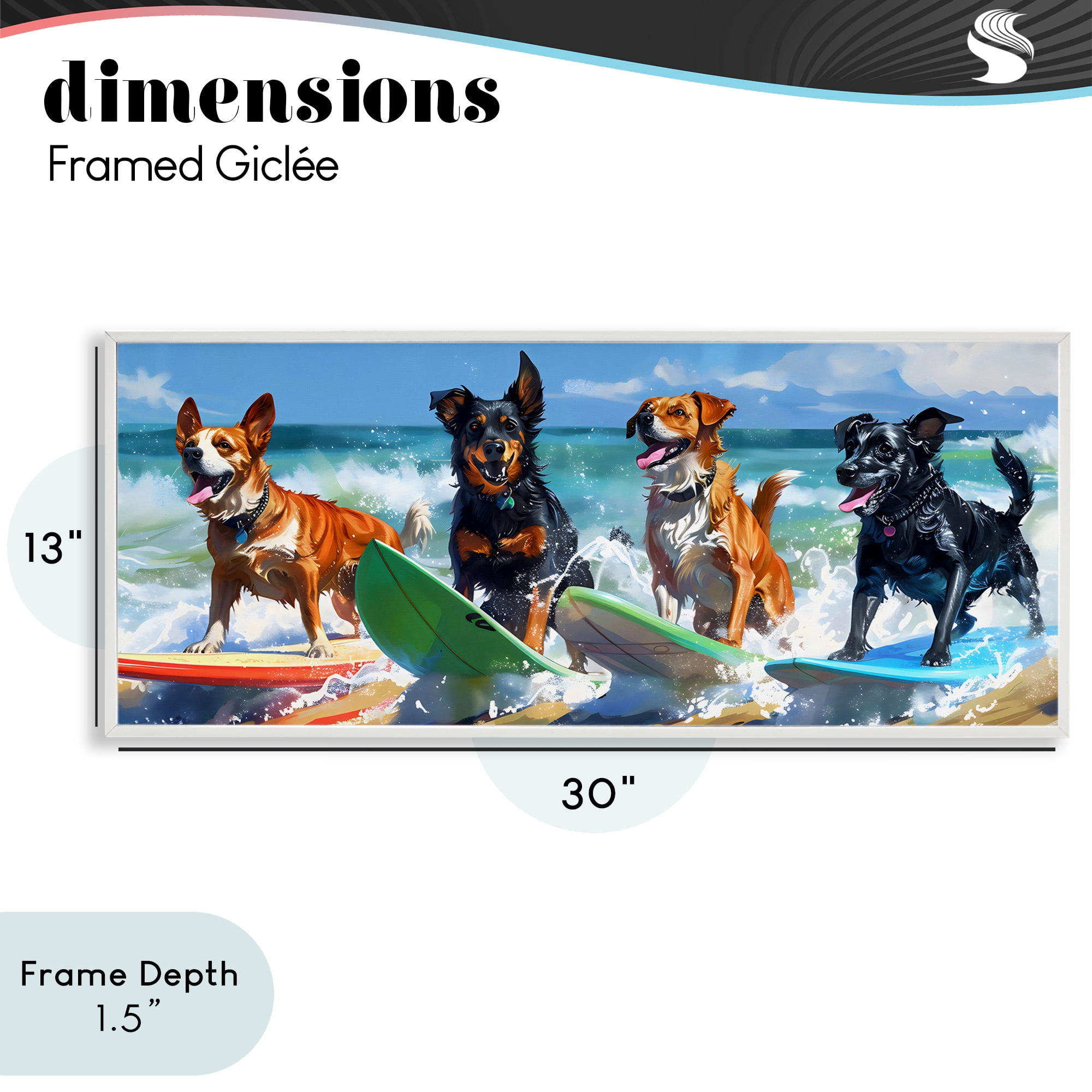 Stupell Industries Dogs on Surfboards Summer Fun White Framed Giclee Art, design by Creative Studio