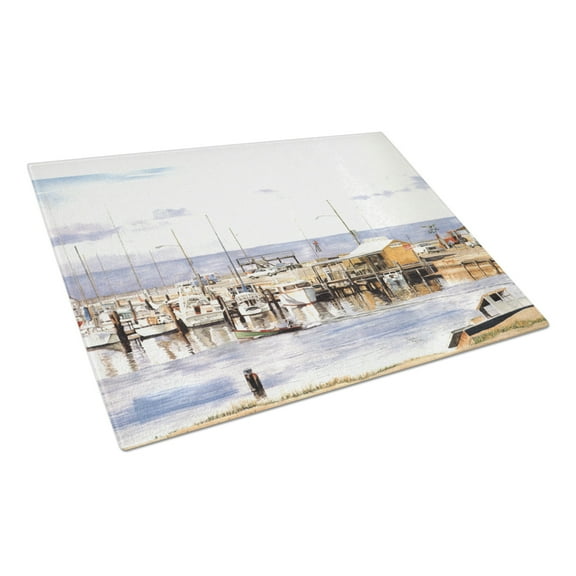 Caroline's Treasures Pass Bait Shop Glass Cutting Board Large