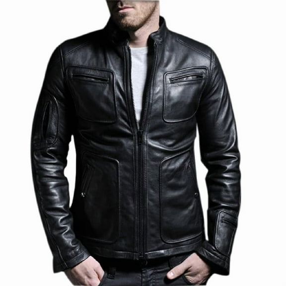 Mens Stylish Black 100% Genuine Lambskin Leather Lightweight Soft Satin lining Jackets for Men - XS Size