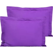 100% Egyptian Cotton Sateen Weave-Luxurious 600 Thread Count Pillow Shams | Set of 2 | Euro Size 26" x 26"(Inches) Purple Solid.