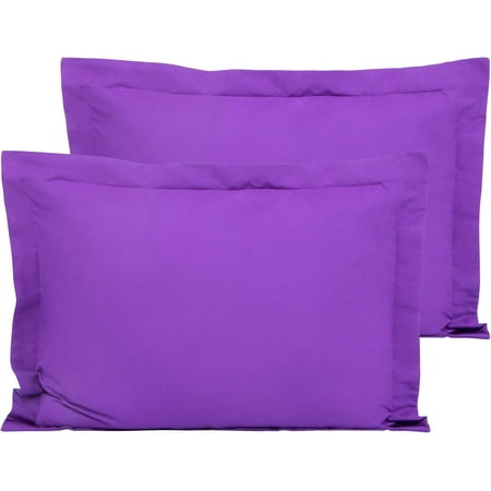 100% Egyptian Cotton Sateen Weave-Luxurious 600 Thread Count Pillow Shams | Set of 2 | Euro Size 26" x 26"(Inches) Purple Solid.