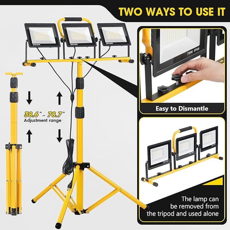 21000 Lumen Led Tripod Work Light with 3 Adjustable Heads photo 5