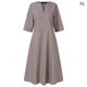 thumbnail image 3 of Sonducket Mujer Bolsillos Cuello en V Medias mangas Color sólido Midi Vestido Prendas para la parte del cuerpo Gris SG, 3 of 7