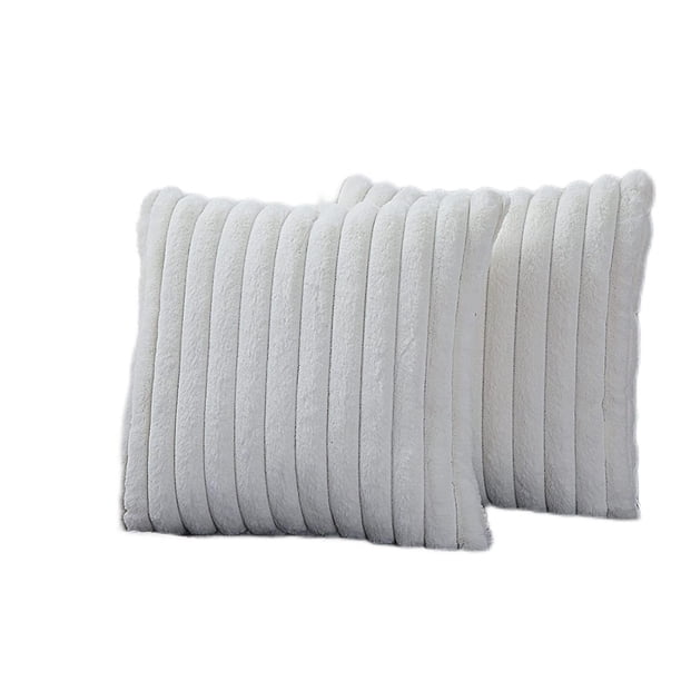 Style 1 Fundas de almohada decorativas con textura moderna de piel sintética de felpa, 18x18 pulgadas, paquete de 2, fundas de almohada cuadradas peludas decorativas bohemias para