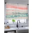 thumbnail image 5 of Sheer Curtains 54 Inch Length 2 Panels Set for Kitchen, Peach Blue Ombre Semi Sheer Curtains for Windows, Abstract Modern Art Fluid Striped Voile Window Treatments Rod Pocket Curtain, 5 of 7