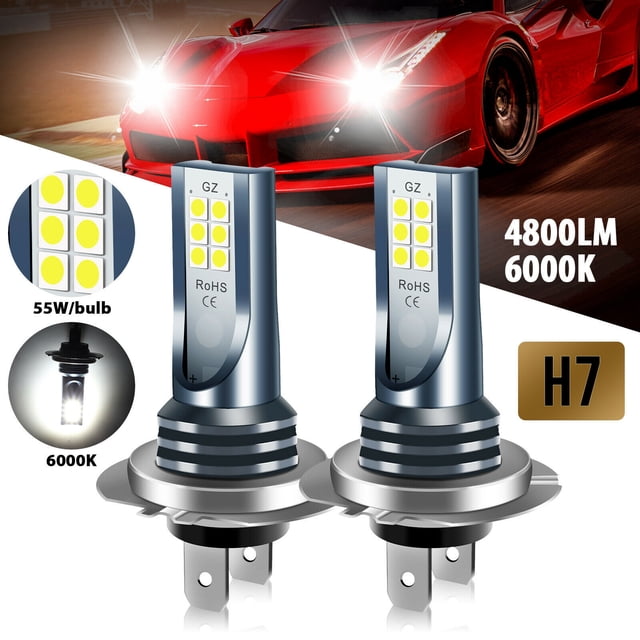 Kit de faros delanteros LED H7 de 2 unidades, 6000 K, superblanco, 110 W, 4800 lm