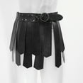 thumbnail image 3 of Doomiva Mens Medieval Tassel Skirt Gladiator Warrior PU Leather Waist Belt Scotland Skirt Wetlook Kilt Skirt Halloween Carnival Cosplay Costume Black One Size, 3 of 7