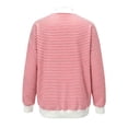 thumbnail image 5 of Unir Women's Color Block Neck Layering Sweatshirt Horizontal Stripe Oversized Rib Long Sleeve Casual Pullover Top 1PC S-XL Plus Size Friendly, 5 of 5