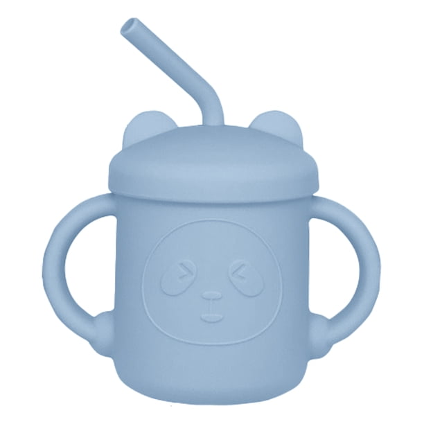 Vaso de entrenamiento de silicona y pajita para niños pequeños, 8 meses