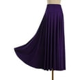 thumbnail image 3 of Doomiva Women's Solid Pleated Long Maxi Skirt High Waisted Folk Stage Performance Dancwear Purple 5XL, 3 of 6
