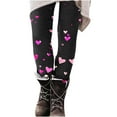 thumbnail image 6 of Feancey Todays Sales Valentines Day High Waisted Leggings for Women Soft Stretchy Tummy Control Yoga Pants Cute Heart Print Seamless Skinny Tights Purple M, 6 of 8
