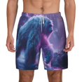 thumbnail image 2 of Picia Mystical White gorilla Jungle pattern Mens Swim Trunks with Compression Liner Stretch Beach Shorts Quick Dry with Zipper Pockets No-Chafing Board Shorts-3X-Large, 2 of 9