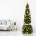 thumbnail image 1 of Easy Treezy 7.5 Foot Pre-Lit Douglas Fir Artificial Christmas Tree, Red/Gold, 1 of 12