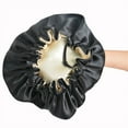 thumbnail image 1 of Satin Bonnet Children‘s Sleeping Cap Soft Night Adjustable Double Sleep Cap(Black), 1 of 5