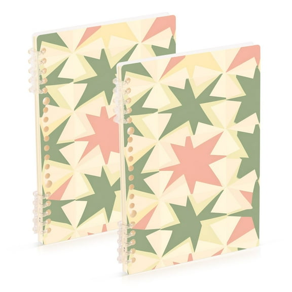 FORMRS 1-Subject Spiral Notebook 8" x 5" College Ruled 60 Refillable Sheet A5 Hard Cover, 2 Pack, Pink and Green Geometric