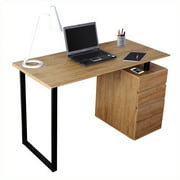 Techni Mobili Reversible Wooden File Pedestal Computer Desk in Pine and Black