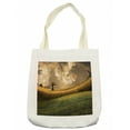 thumbnail image 1 of Nature Tote Bag, Serene Landscape with the Dramatic Sky and a Single Tree on the Hill Image Print, Cloth Linen Reusable Bag for Shopping Books Beach and More, 16.5" X 14", Cream, by Ambesonne, 1 of 2