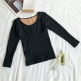 thumbnail image 3 of Qarigey Ropa interior térmica para mujer, calentador de terciopelo cálido para invierno, ropa de Base suave, camisetas básicas de manga larga con Prendas para la parte del cuerpo Negro Qarigey AP013019-02, 3 of 6