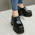 thumbnail image 4 of YOWMNS Women's Stylish Platform Chunky Shoes Flatform Lace up Brogue Shoes, 4 of 5
