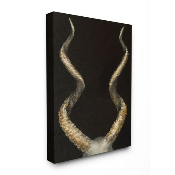 Stupell Home Décor Goat Horns Shadow Black Gold Animal Painting Canvas Wall Art by Third and Wall