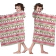 thumbnail image 4 of White Christmas Folk Pattern Hooded Bath Towel，60"x35" for Ages 3 To 12 Kids, Quick Dry Lightweight Soft Microfiber Hood Beach Towel Cover Up for Kids, 4 of 7