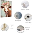 thumbnail image 2 of ZHONGYUTONG Cow Canvas Wall Art Brown Cow with Flower Picture Cute Animal Paintings Prints Vintage Artwork Rustic Farmhouse Wall Decor Framed (12.00" x 18.00"), 2 of 6
