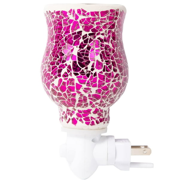 Dawhud Direct Mosaic Glass Plugin Fragrance Wax Melt Warmers Pink (Crackled Fuchsia)