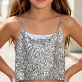 thumbnail image 6 of WRKEKC Girls Tank Tops Sequin Spaghetti Strap Sleeveless Square Neck Sparkly Cami Tops for Party and Casual Wear for Kids 2-15 Years, 6 of 9